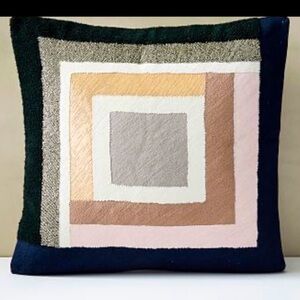 NWT West Elm Embellished Deco Colorblock Pillow, Crate And Barrel Feather Insert